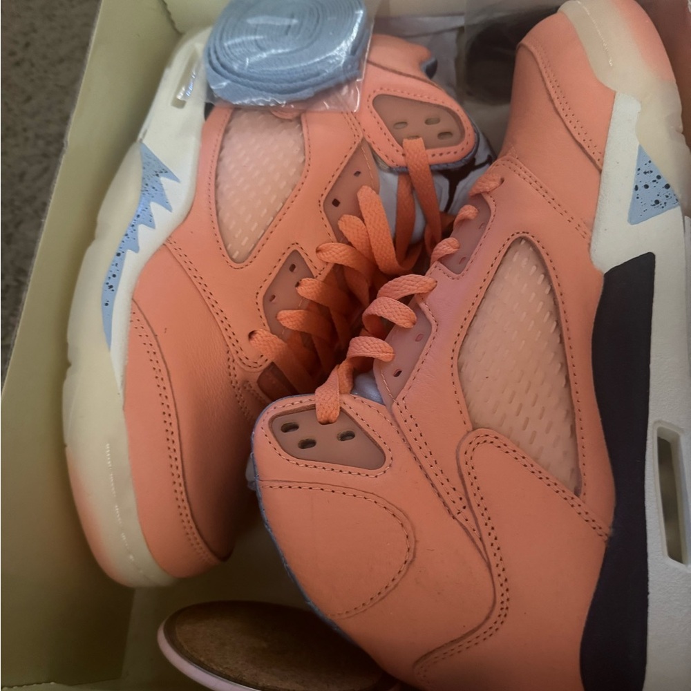 Jordans Coral and Sky Blue Quilted Sneakers